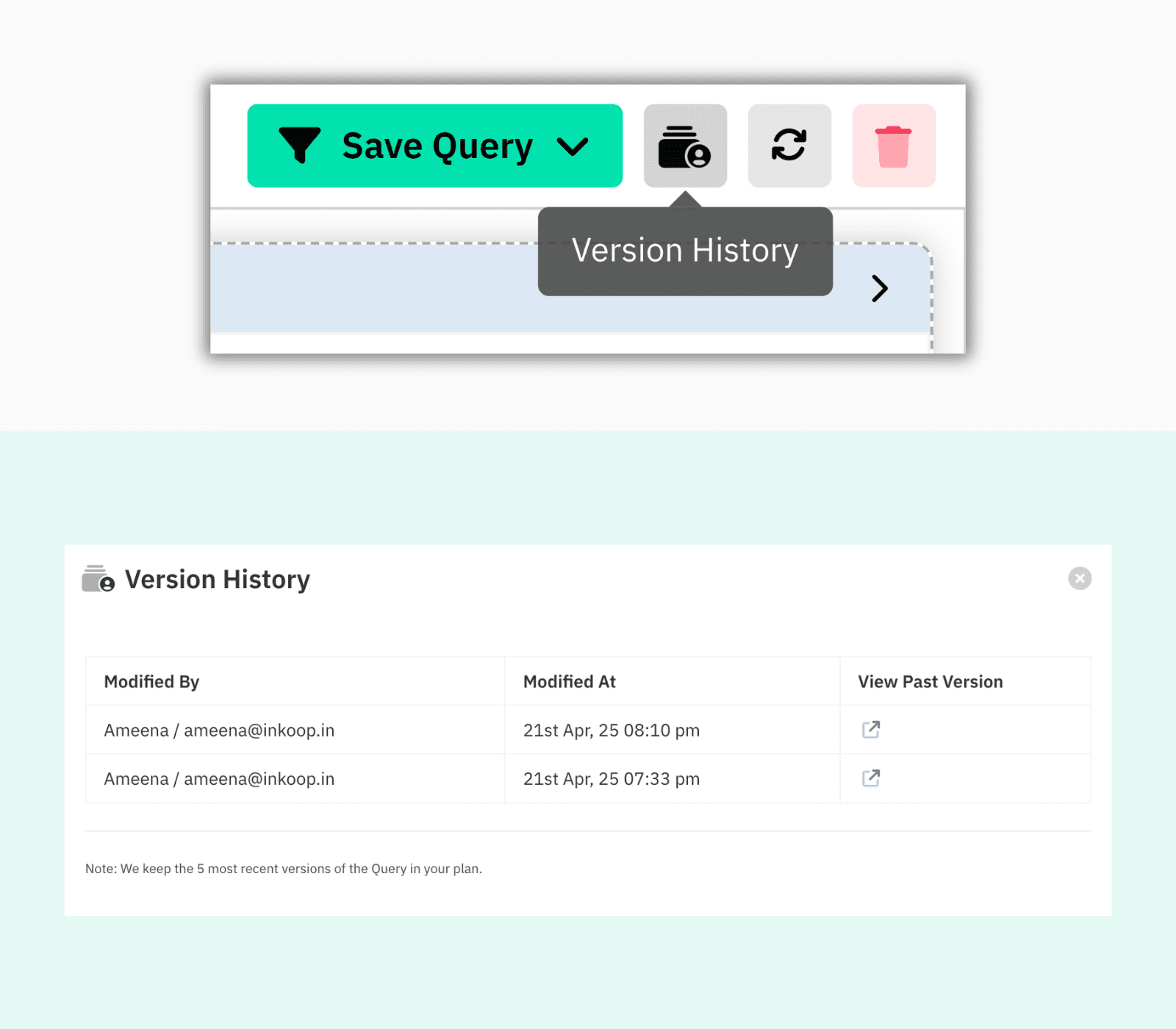 Query Version Tracking