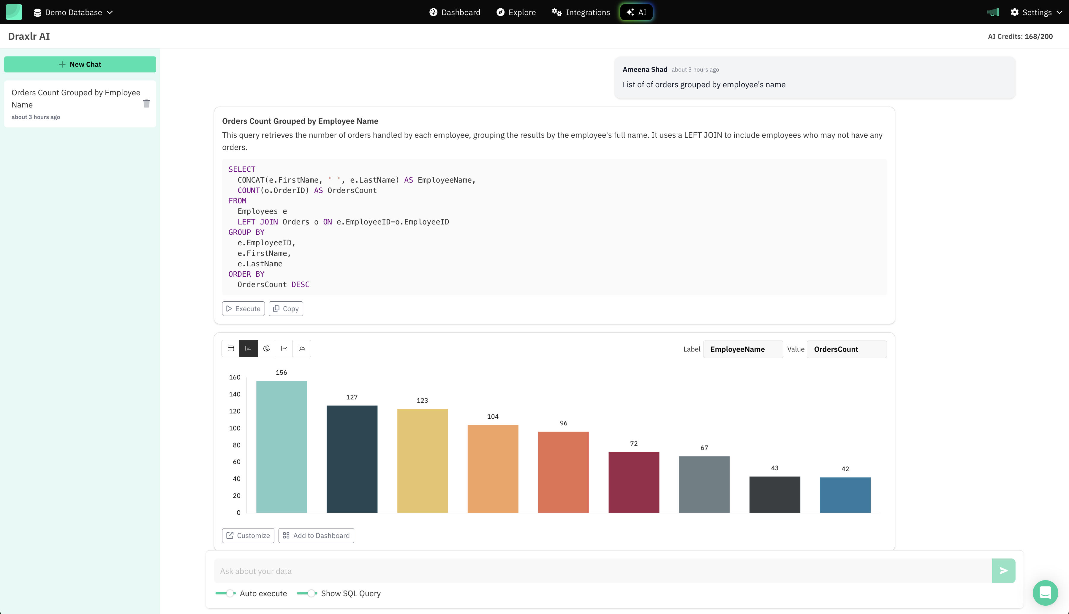Draxlr is the best AI SQL tool