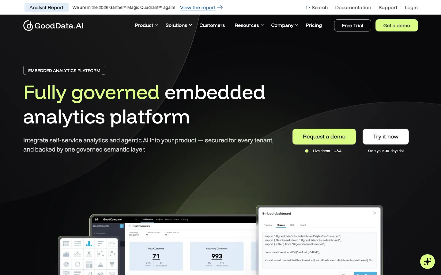 GoodData embedded analytics platform page