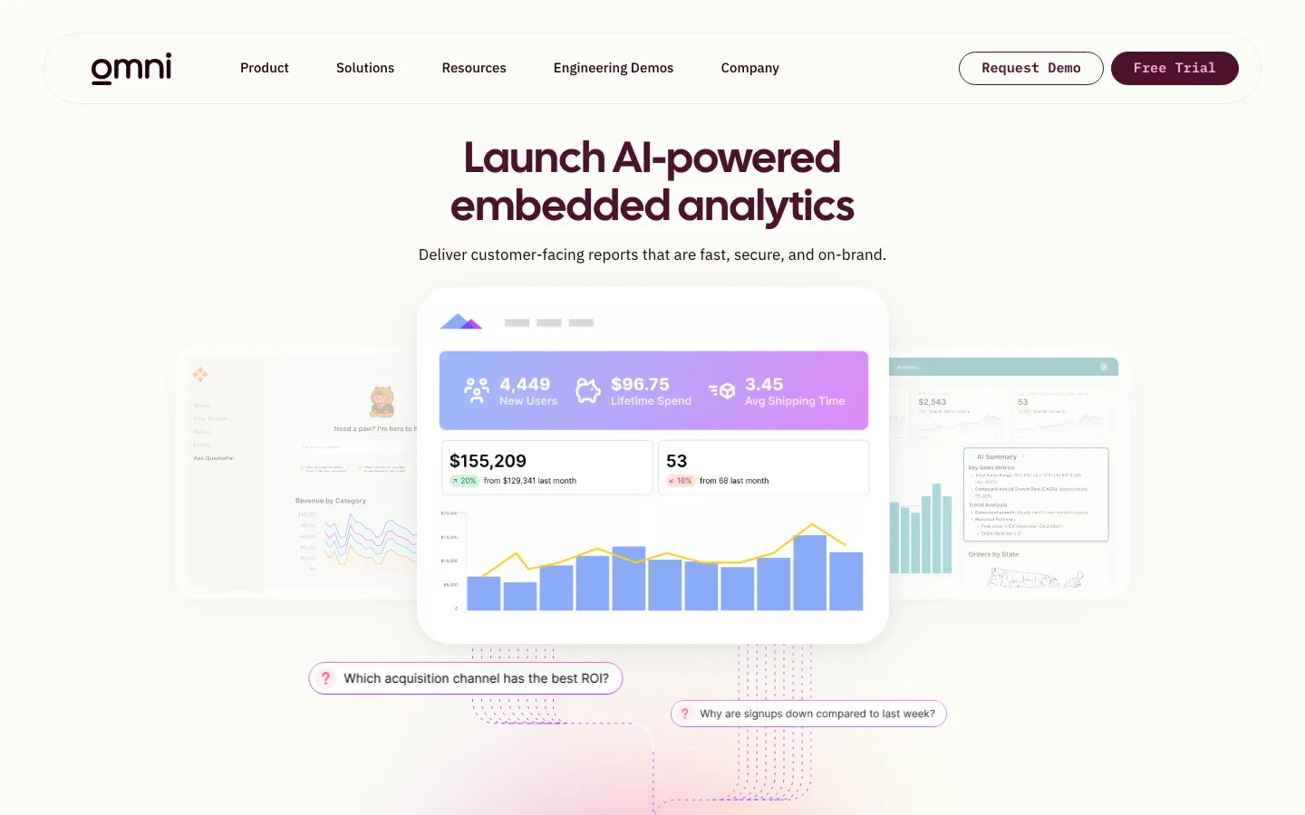 Omni embedded analytics product page
