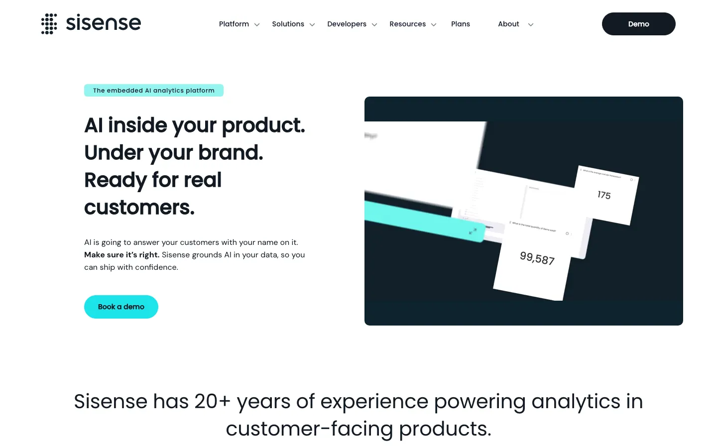 Sisense embedded analytics homepage