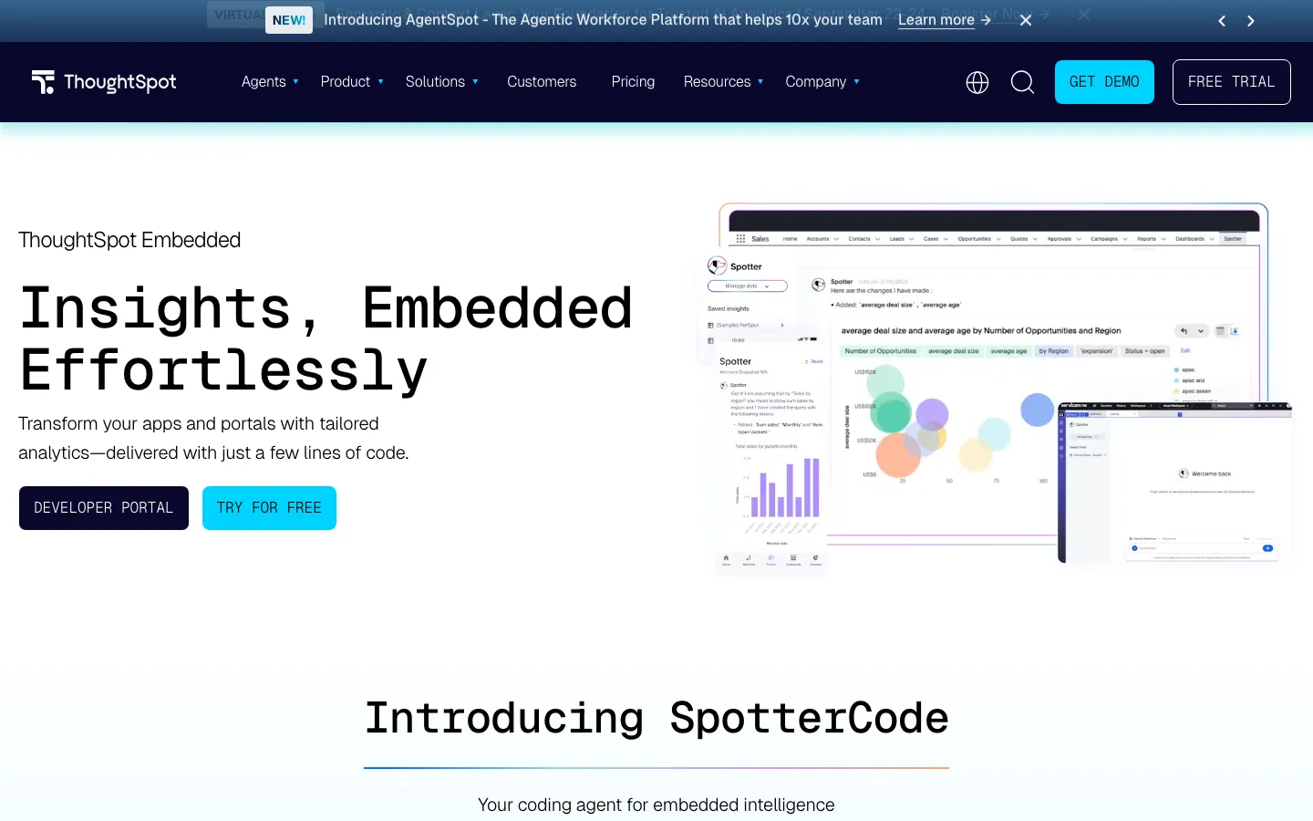 ThoughtSpot Embedded product page
