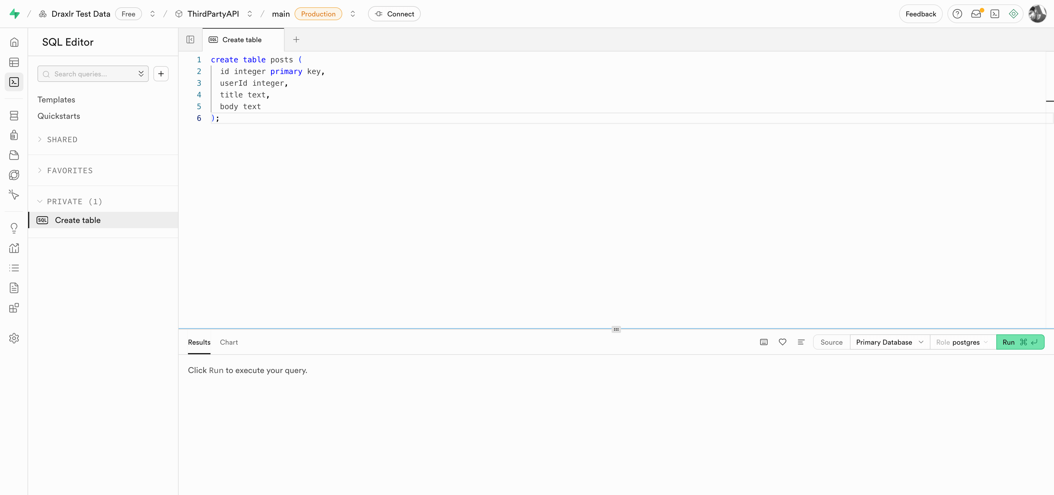 Create Table