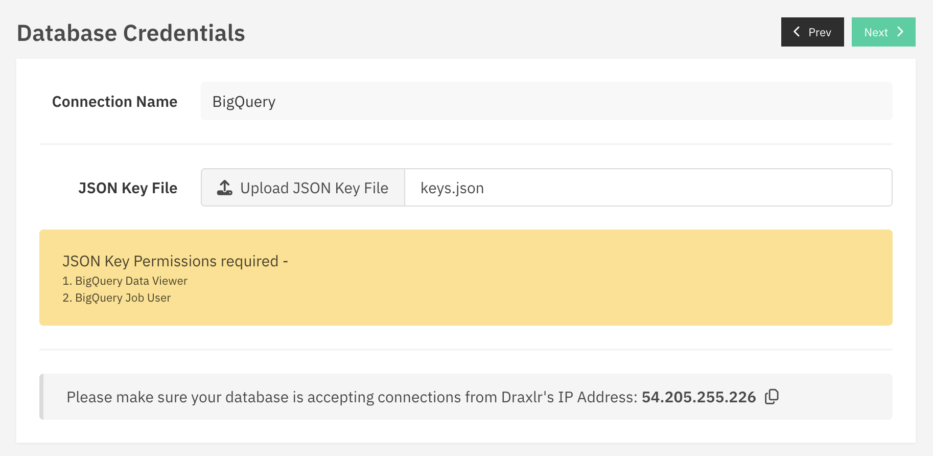 Connecting BigQuery