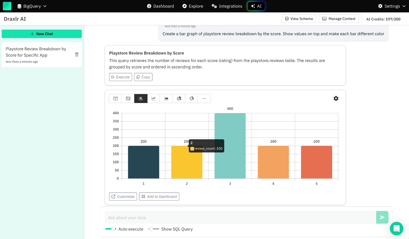 Draxlr AI BigQuery