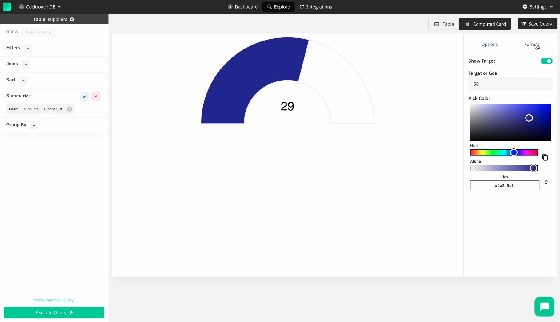 Draxlr Cockroach DB Query - Suppliers count