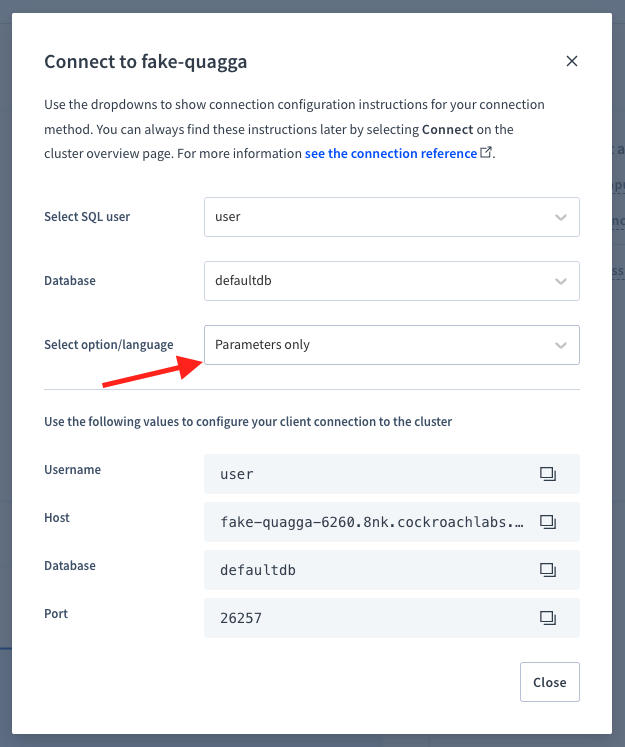 Draxlr Connection String Cockroach DB