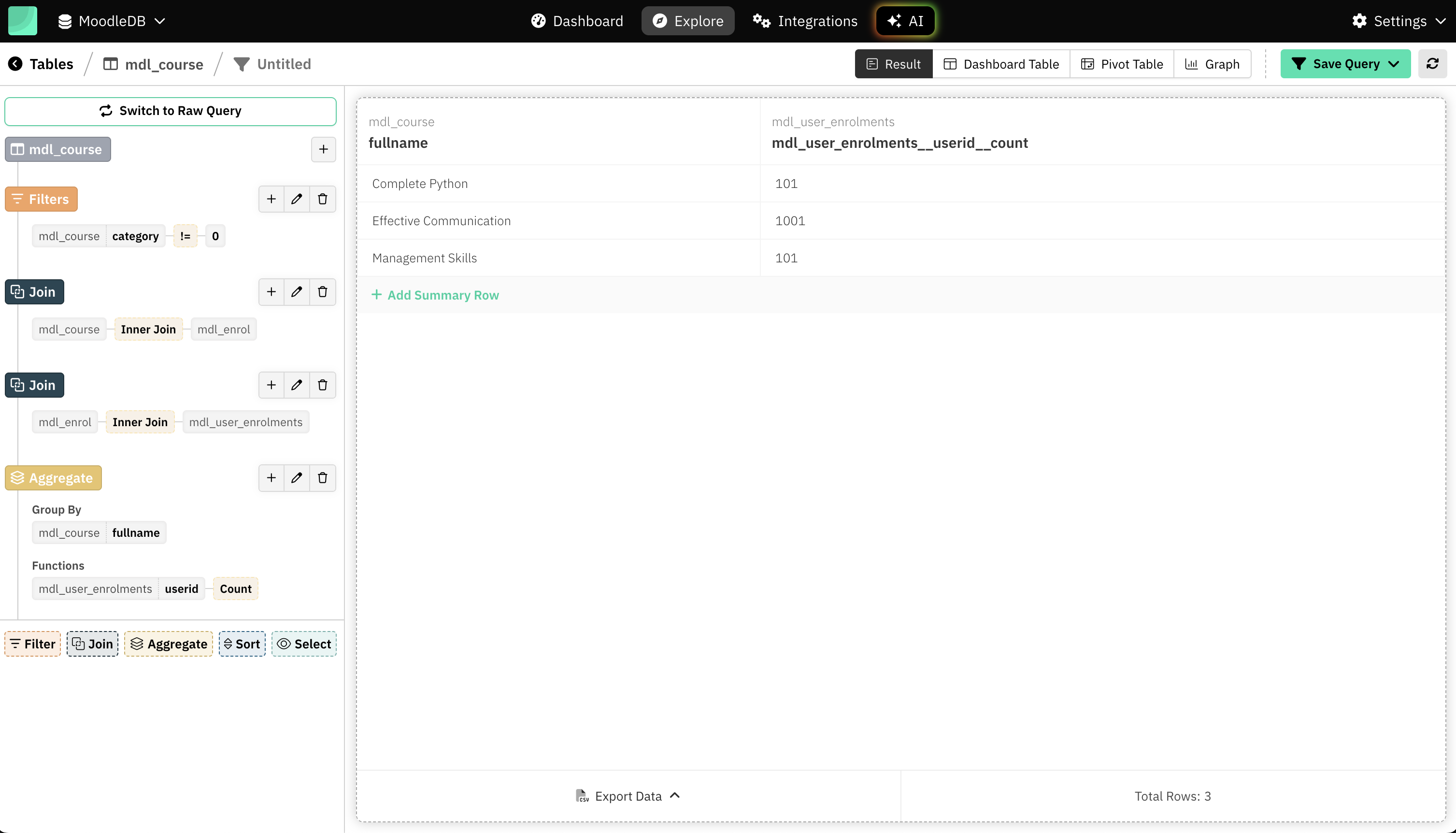 Draxlr Visual Query Builder