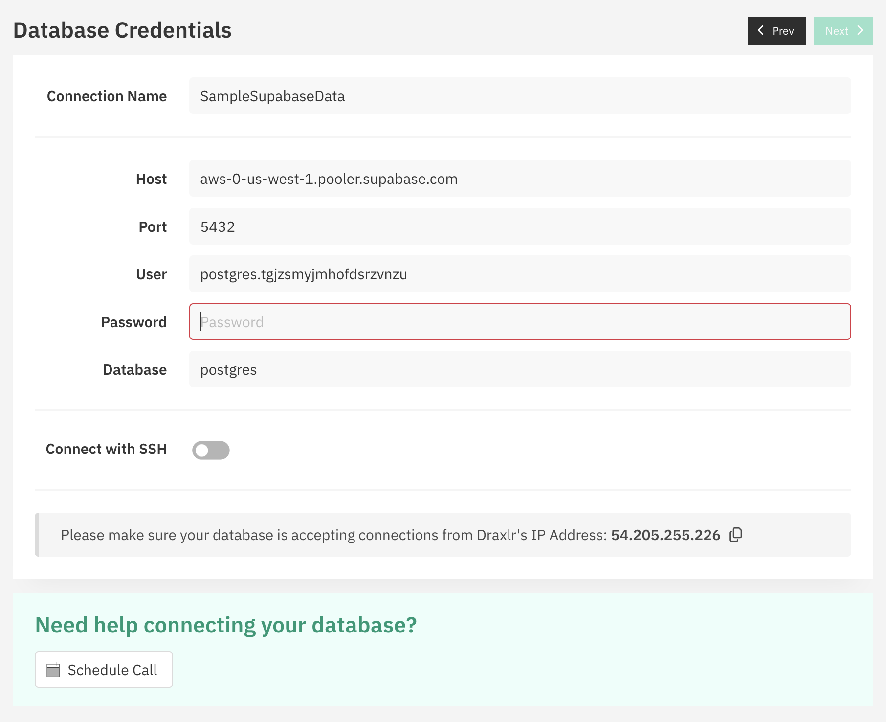 Draxlr Set Supabase Password