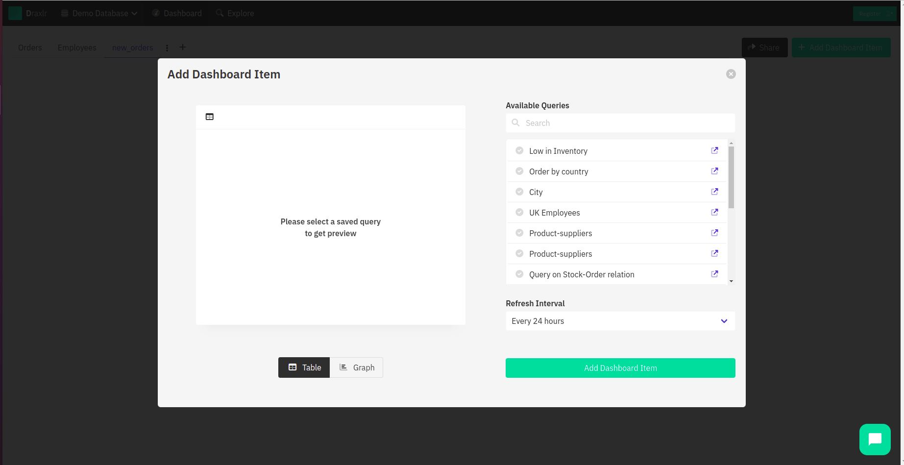 Add Dashboard Item